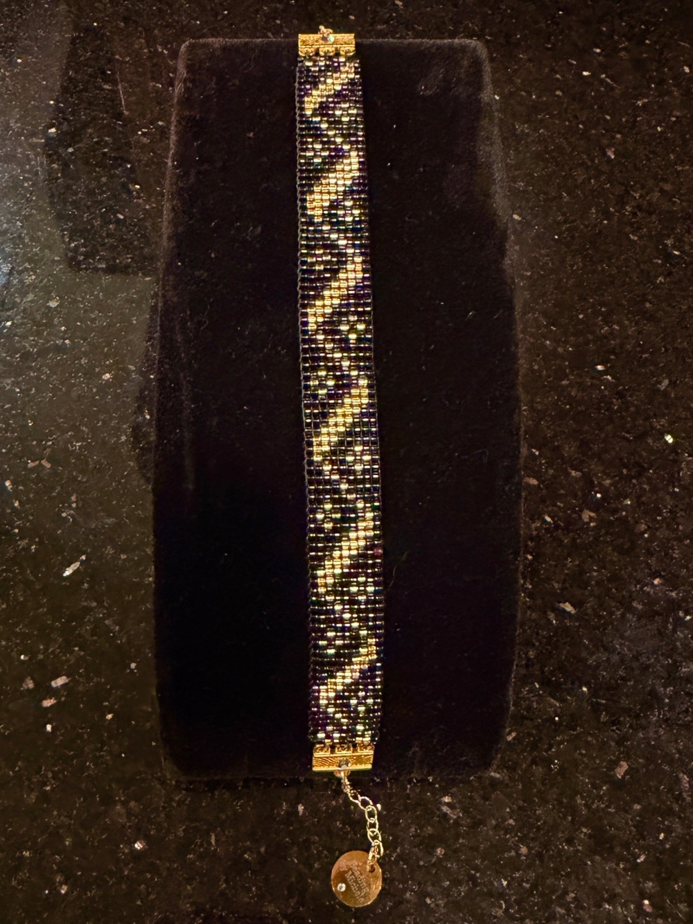 Black & Gold Art Deco Beaded Bracelet - Picture 4 of 11